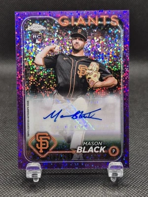 2024 Topps Chrome Update Mason Black Rookie Purple Speckle Refractor Auto /299 - Image 1 of 3