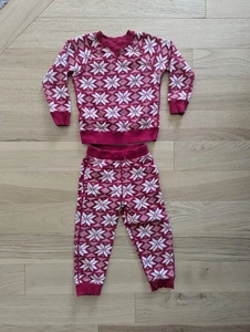 Hanna Andersson Size 110 (U.S. 5 ) Red/White Snowflake Long Johns PJs Pajama Set - Picture 1 of 6