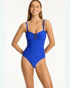 Sea Level U-Bar Bandeau One-Piece Swimsuit Sz 6 US Blue $144.95 - Picture 1 of 19
