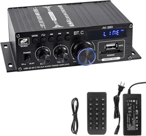 Bluetooth 5.0 Audio Amplifier 400W+400W 2.0 CH AMP HiFi Stereo Treble Bass...  - Picture 1 of 7