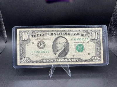 💵 1988A $10 Small Head Hamilton • Vintage Federal Reserve Note 💚 F30459813B - Image 1 of 2