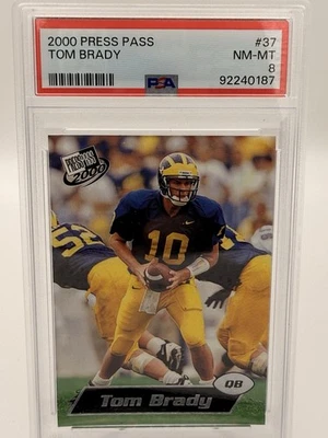 2000 Press Pass #37 Tom Brady Rookie PSA 8 Patriots Buccaneers Michigan - Image 1 of 2