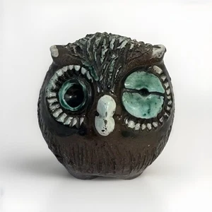 Jetmund Pottery Round Owl Figurine 2.5” Hand Painted Made In Norway - Picture 1 of 8