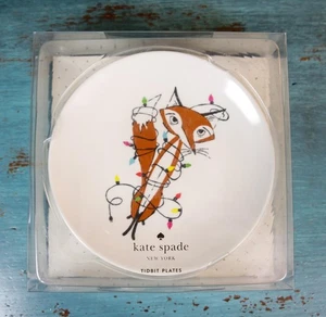 Kate Spade New York Set 4/Pz Volpi Festive Melamina 6” Piatti Tidbit Natale - Foto 1 di 13
