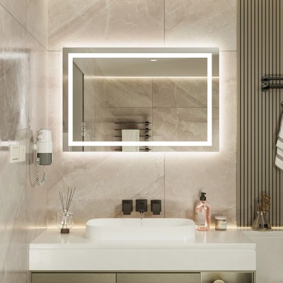 LED Badezimmerspiegel 900×600mm dimmbar mit Anti-Beschlag 3 Farbtemperaturen - Bild 1 von 4