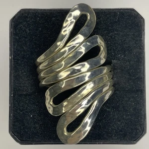 Anillo de diseño vintage de plata de ley 925 con remolinos y líneas 8,7 gramos talla 7,5 ajustable - Imagen 1 de 4