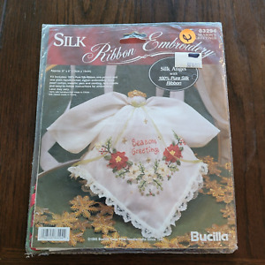 1995 Bucilla Silk Ribbon Embroidery Kit Silk Angel Seasons Greetings #83294