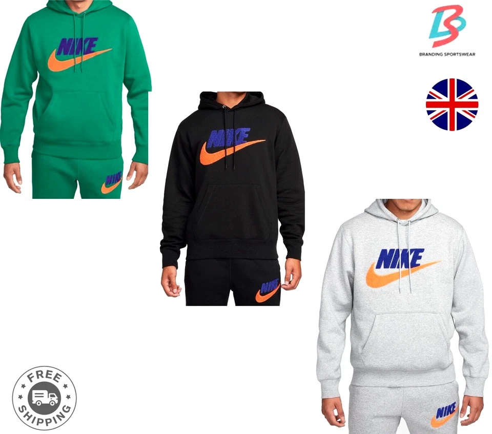 Nike Men’s Club Fleece Hoodie FN3104 Pullover Sweatshirt Futura Logo Casual Top - Image 1 of 4