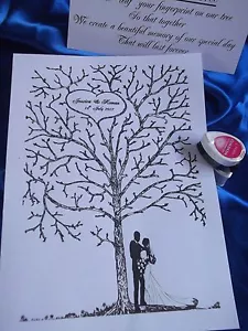 Hochzeit Fingerabdruck Baum A3 plus Tintenpads PERSONALISIERT - Bild 1 von 7