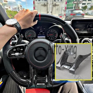 Fits Benz AMG W257 W213 W177Carbon Fiber Steering Wheel Lower Trim Cover 2018+ - Foto 1 di 10