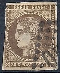 1870-71 FRANCIA USATO CERERE 30 CENT - FR460 - Picture 1 of 1