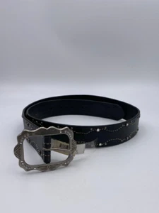 Womens Nine West Black Leather Rhinestone Accent Belt sz Large New NWT - Picture 1 of 6