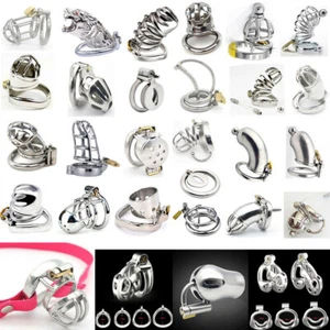 Premium Male Chastity Cage Device Auxiliary Underwear Belt Ring Lock Stainless - Picture 1 of 319