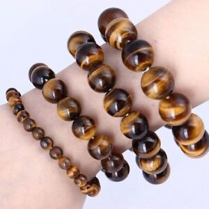 Beads Men Woman Jewelry Bracelets 6/8/10Mm Natural Tiger Eye Stone Lucky Bless