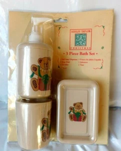Ashley Taylor Bathroom Set Christmas Bear 3 Piece Bath Set Brand ~New~ - Picture 1 of 2