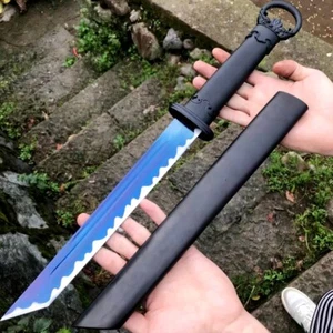 12"Tang Dao KUNGFU Sword Short Broadsword Knife Blue Manganese Steel BattleReady - Picture 1 of 10
