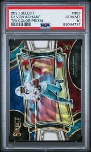 PSA 10 - 2023 Panini Select DE'VON ACHANE RC Tri-Color Prizm 70/75 #359 Dolphins - Picture 1 of 2