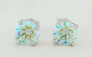 LAB CREATED 2.16 Cts SWAROVSKI STUD EARRINGS .925 SILVER - New With Tag - Picture 1 of 5