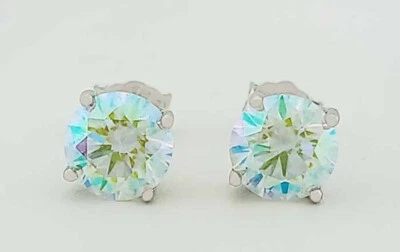 LAB CREATED 2.16 Cts SWAROVSKI STUD EARRINGS .925 SILVER - New With Tag - Image 1 of 4