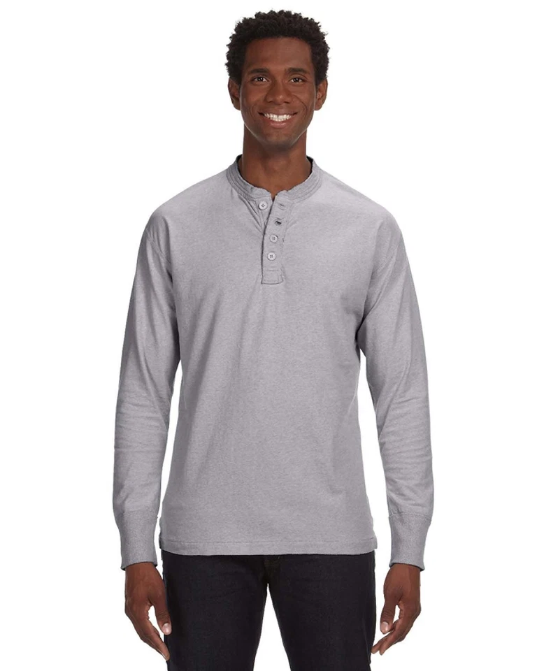 J America Men's Vintage Brushed Jersey Henley - JA8244 - Image 1 of 1