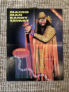 WWF Randy Savage Double Sided Poster WWF Logo Print 1993 Wrestling Calendar