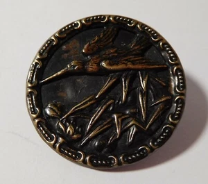 Bouton ancien XIXème " Oiseau " - bronze - Picture 1 of 2