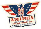 Autocollant de patinoire patinage à roulettes Adelphia Sporting Club Philadelphie, PA étiquette années 1940