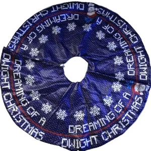 The Office Dreaming a Dwight Schrute Christmas Holiday Tree Skirt Blue 48" - Picture 1 of 1