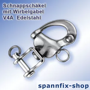 Snap Shackle Shackle with Swivel Fork A4 Stainless Steel Niro Boating Yachting - Picture 1 of 7