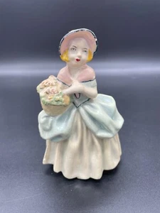 Vintage Ceramic Woman Figurine - Blue Dress  Blonde Hair  Hand painted Unsigned - Picture 1 of 6