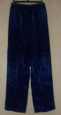EXCELENTE MUJER Lord & Taylor AZUL MARINO SATINADO CON PANTALÓN DE PIJAMA FLORAL TALLA M Foto 1 de 3