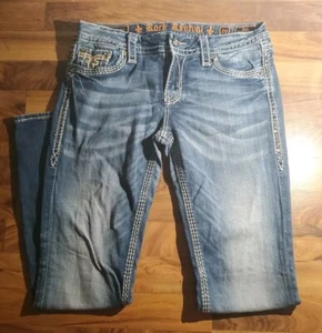 Rock Revival Jeans Women’s Size 29 Blue Kai Easy Boot Bling Pants - Picture 1 of 19