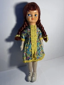 Vintage Polish Cloth Sawdust Doll Celluloid Plastic Mask Hand Painted Face. Rare - Picture 1 of 9