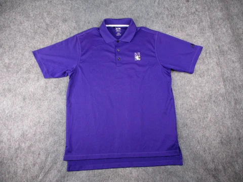 Northwestern Wildcats Polo Shirt Mens Large Purple Adidas Short Sleeve Climalite Cover