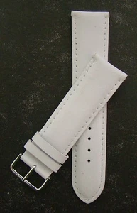 Extra Wide White Padded Leather Watch Strap 20mm - 30mm & FREE Fitting Pins - Picture 1 of 3
