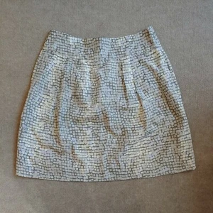 Banana Republic Silk Skirt Womens Size 8 Petite Gray Multi Geometrical - Picture 1 of 7