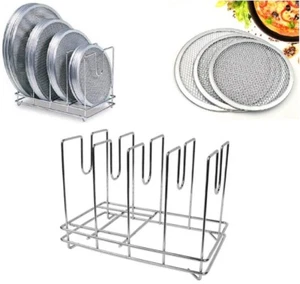 Commercial Heavy Duty Pizza Mesh Screen Stand Rack Stainless Steel 4 Slots Holds - Picture 1 of 6