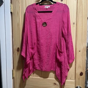 Indigo Soul BoHo Tunika Top Hot Pink Gr. Medium - Bild 1 von 7