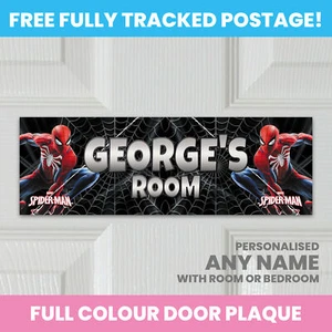 SPIDERMAN PERSONALISED DOOR SIGN PLAQUE KIDS BEDROOM ANY NAME - Picture 1 of 2