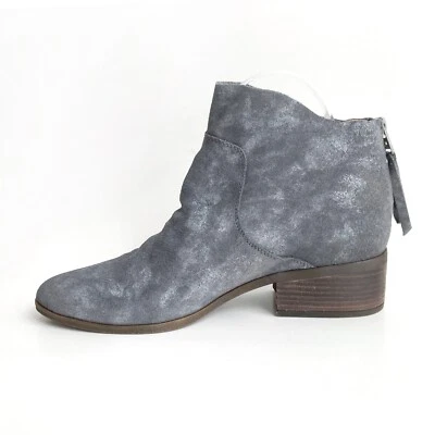 Lucky Brand Suede Boots Womens sz 9.5 Gray Metallic Ankle Boots LAHELA Back Zip - Image 1 of 4