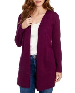 NEW 100% CASHMERE BEIGE PINK PURPLE LONG CARDIGAN SIZE M L SIZE XL $298 - Picture 1 of 12
