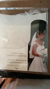 New VICTORIA LYNN CURLY EDGE DOUBLE LAYER VEIL W/COMB WHITE or Communion Veil - Picture 1 of 6