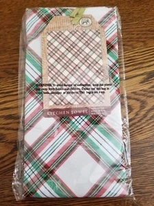 Michel Design Works Cotton Kitchen Tea Towel Christmas Vintage Plaid - NEW - Imagen 1 de 3