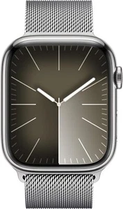 Apple Watch S9 (GPS + LTE) 45MM Silver Stainless Steel Case Silver Milanese Loop - Picture 1 of 3