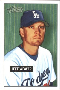 2005 Bowman Heritage Mini Los Angeles Dodgers Baseball Card #6 Jeff Weaver