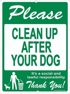 Please Clean Up After Your Dog Metal Sign 9x12 USA - Picture 1 of 5