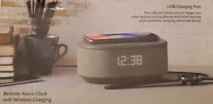Bedside Radio Alarm Clock with USB Charger Bluetooth Speaker QI Wireless Char... - Picture 1 of 3
