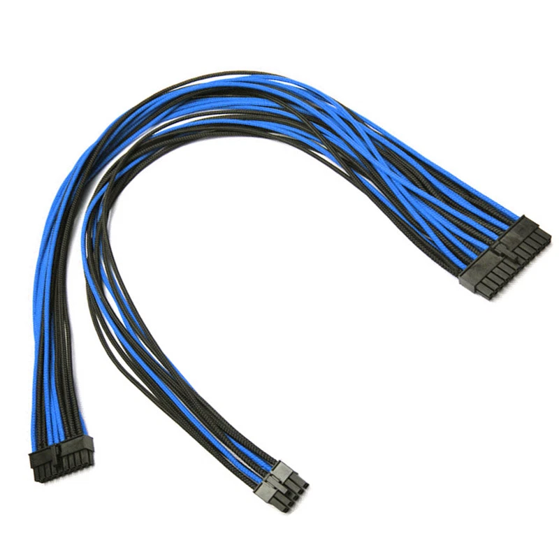 24pin Dark Blue Black Sleeved Power Supply Cable EVGA E-Series G3 / G2 / P2 / T2 - Image 1 of 1