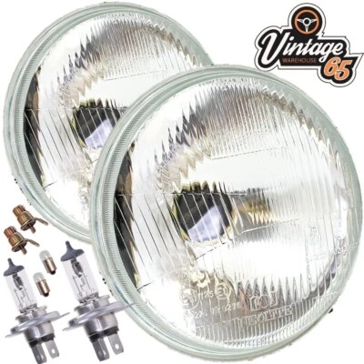 Oldtimer 7 " Flache Linse H4 Halogen Headlight Headlamp Conversion Birne & Pilot - Bild 1 von 2