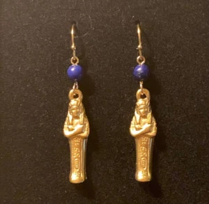 Egyptian Mummy Earrings with Lapis Bead - Egyptian Collection - Picture 1 of 4